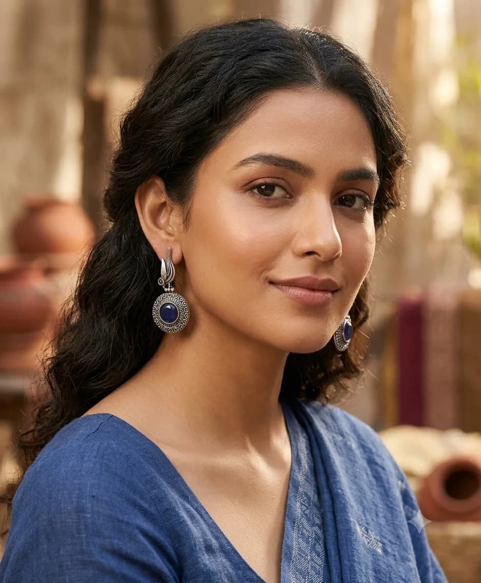 Parrot blue jhumka