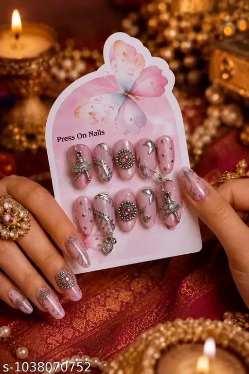 Navratri handmade nails